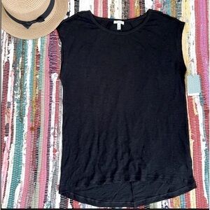 NWT Susina Cap Sleeve Top t-shirt XSMALL black Hi-Low Hem comfy cotton